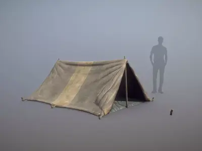 Military Tent WWII TwoSleeping open vr2 Low-poly 3D model