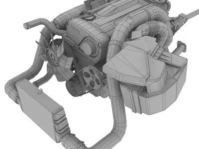 Nissan RB26DETT R34 GTR engine Low-poly 3D model