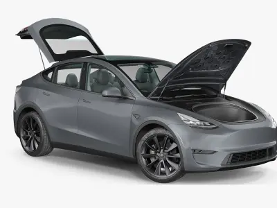 Tesla Model Y Silver Rigged for Maya 3D model