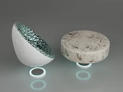 Sci-fi Chair and Table Free low-poly 3D model