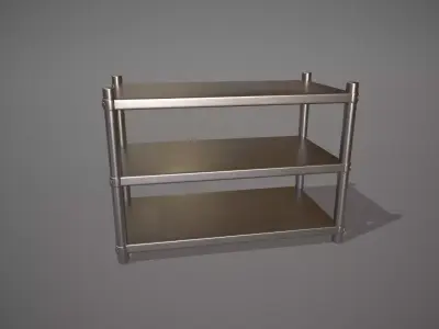 Stainless Steel Kitchen Shelves Commercial Low-poly 3D model