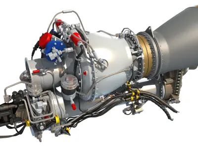 Turboshaft Helicopter Engine 3D model