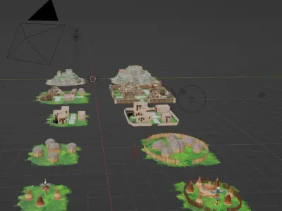 Native American Settlements Low-poly 3D model