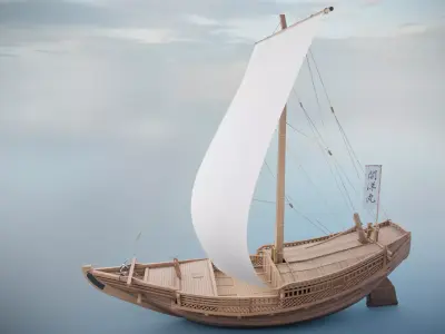 Higaki Kaisen Japanese Ship Low-poly 3D model