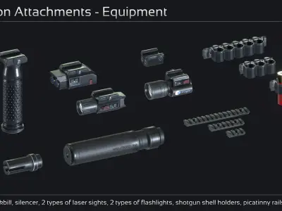 Scifi Submachinegun APS 2 Low-poly 3D model