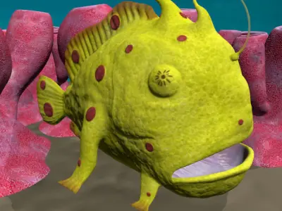 Antennarius rigged low poly Low-poly 3D model