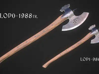 Medieval Axe 03 Low-poly 3D model