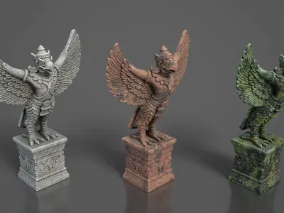 Ancient Khmer Statue24-250523 Low-poly 3D model