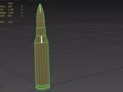260 Remington Ammo Low-poly 3D model
