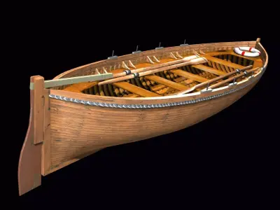 Life Boat XIX century Low-poly 3D model