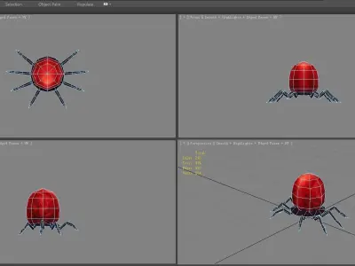 Cartoon animals - lice - blood-sucking ticks - spider Low-poly 3D model