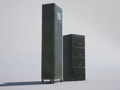 Military Lockers Low-poly 3D model