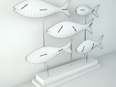 Mango Wood Fish Statue 3D model