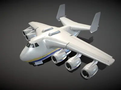 Cartoon Antonov An-225 Mriya Low-poly 3D model