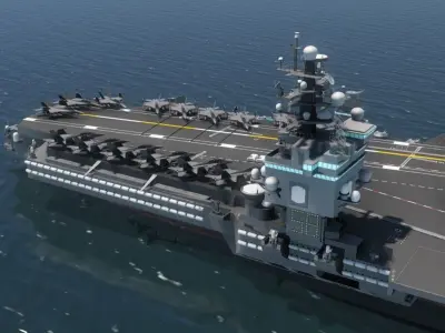 USS AIRCRAFT CARRIER 3D MODEL WITH and WITHOUT AIRCRAFT 3D model