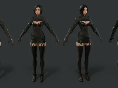 Military girl rig hot girl resident evil Low-poly 3D model