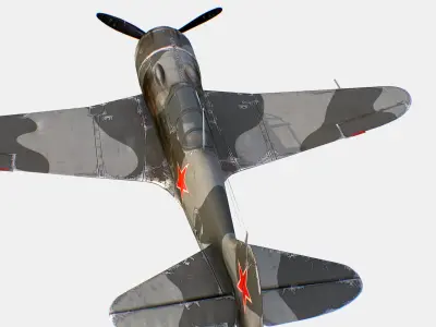 Russian Soviet fighter aircraft Lavochkin La-7 Low-poly 3D model