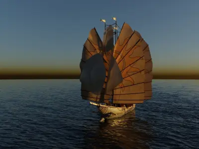 High detailed Ship of Numenor rigged - The Rings Of Power 3D model