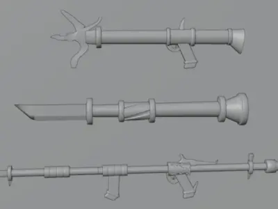 Low Poly Gunblade 3D model