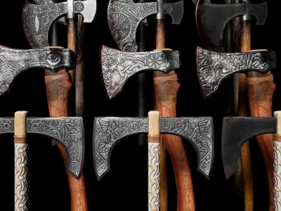 Viking Axe Pack Low-poly 3D model
