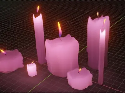  candle realistic with burning animation Free 3D model