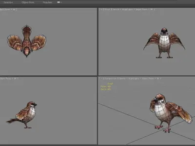 Cartoon sparrow Low-poly 3D model