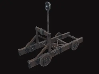 Medieval Catapult V02 Old Low-poly 3D model