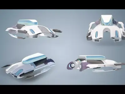 Simplistic Flying Vehicle 16 Low-poly 3D model