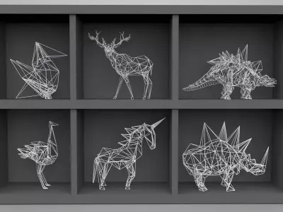 Animal abstract Low-poly 3D model