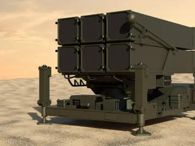 SAM missile launcher 1 of 3 Low-poly 3D model