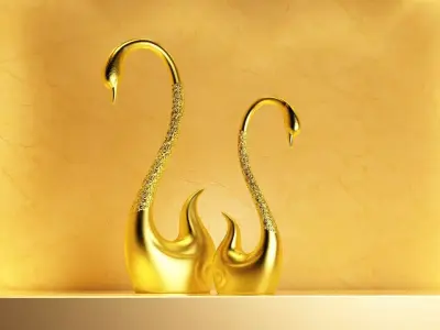 Swan lovely magnet refrigerator sculpture press 3D model