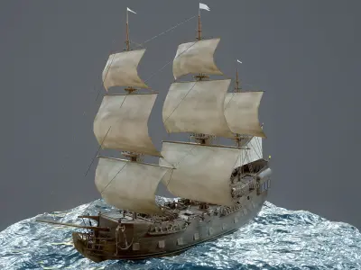 Sailboat Galleon - GameReady Low-poly 3D model