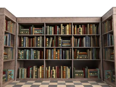 Old Bookshelf Low-poly 3D model