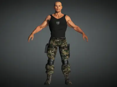 AAA Military Male Character 08 Low-poly 3D model