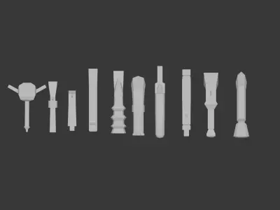 10 WEAPONS MODULAR KIT Low-poly 3D model