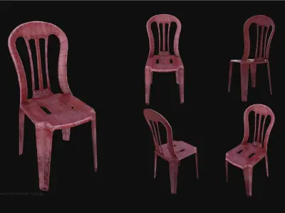 Old Plastic Chair  Low-poly 3D model