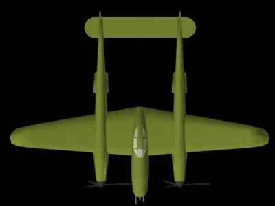 Lockheed P-38 Lightening Low-poly 3D model