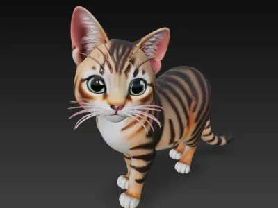 Cat Realistic 3D Model Basic - Low Poly Realistic Low-poly 3D model