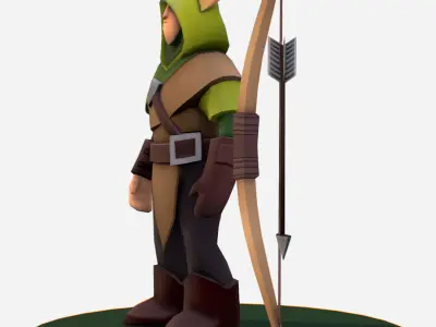 Archer Scout  Handpaint Cartoon MMO rpg Character Low-poly 3D model