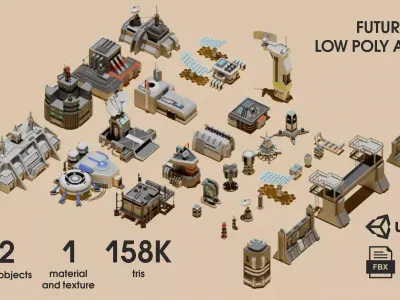 Futuristic Low poly asset Low-poly 3D model