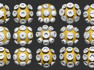 50 BOLT IMM BRUSHES and AlPHAS and MODELS Low-poly 3D model