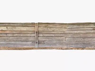 Log Wall Low-poly 3D model