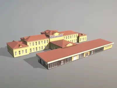 Airport Terminal URKK Terminal International Low-poly 3D model