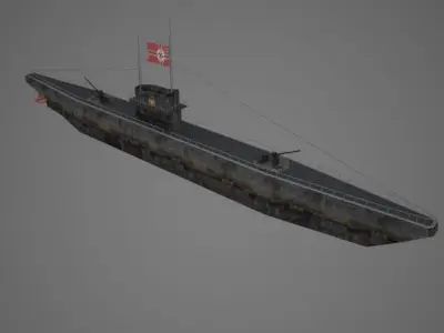 Uboat submarine German Low-poly 3D model