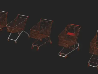 5 shopping cart Dirty Pack Low-poly 3D model