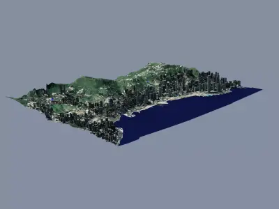City a part of Hong Kong 3D model