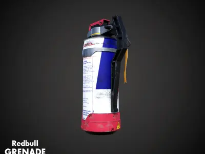 Redbull grenade stylized  Low-poly 3D model