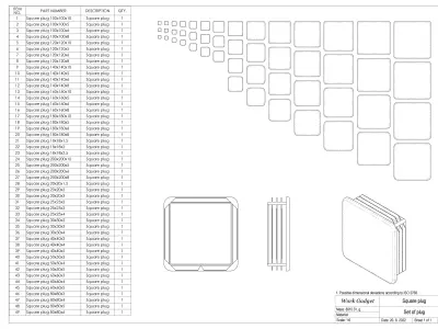 Set of square plugs Low-poly 3D model