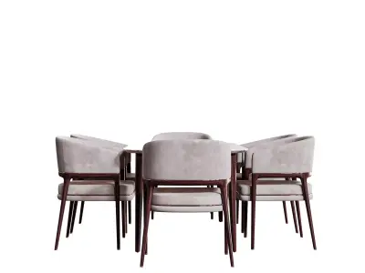 Set Table With Chairs Free 3D model