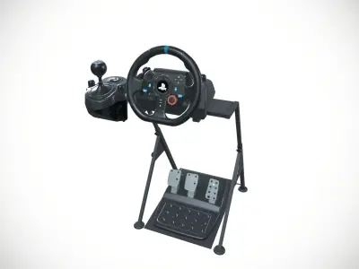 Logitech Driving Simulator with Stand Low-poly 3D model